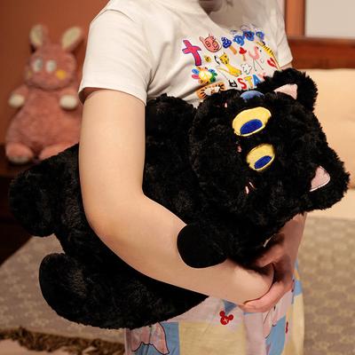Curly Cat Plush Toy Kitten Cat Doll Black Cat Companion Doll Birthday Gift for Girls