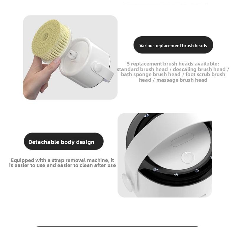 Digital Screen Electric Body Scrubber Long Handle Rotating Bath Massage Brush