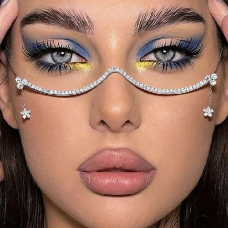 Modern Eyeglass Frame Sparkling Rhinestones Embellishments Practical Metal For Enhancing Style And Everyday Wear