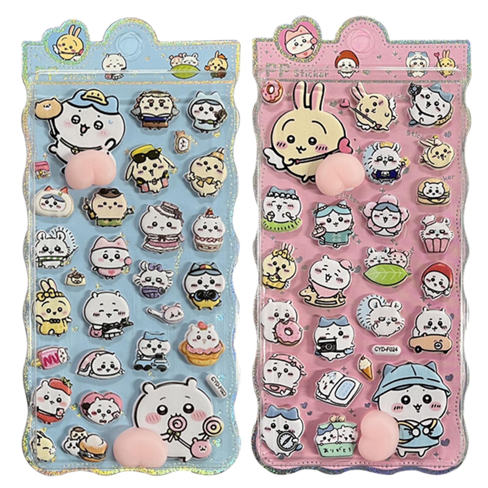 

Salywin 2-Piece Puni Puni Butt 3D Puffy Relief Sticker Set Notebooks Diaries Reward DIY Craft Girls Boys Type B