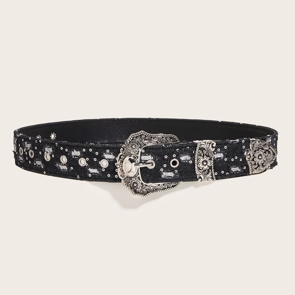 Luxury Design Punk Denim Waistband Versatile Waist Strap Fashion Hollowed Belt