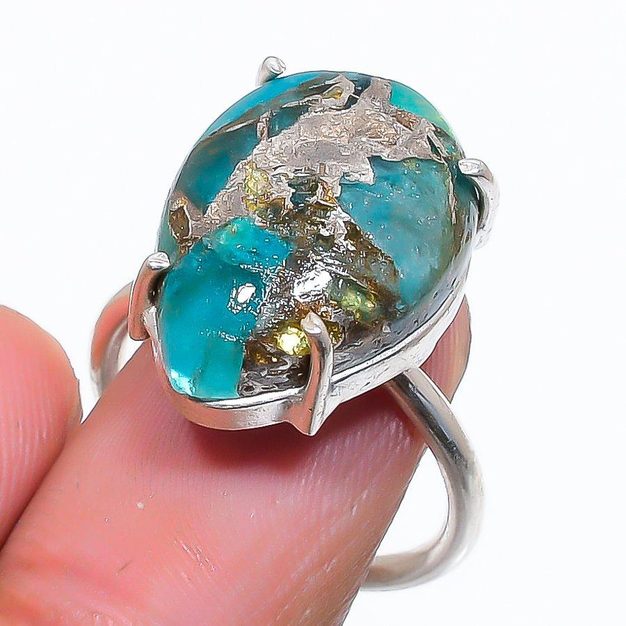

Copper Fluorite Gemstone 925 Sterling Silver Jewelry Ring Size Adjustable GK-6098