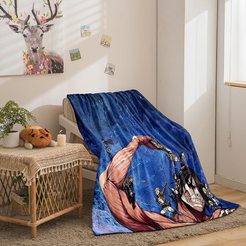 Attack On The Giant Series Flannel Blanket 3D Printed Sofa Blanket Thickened Blanket