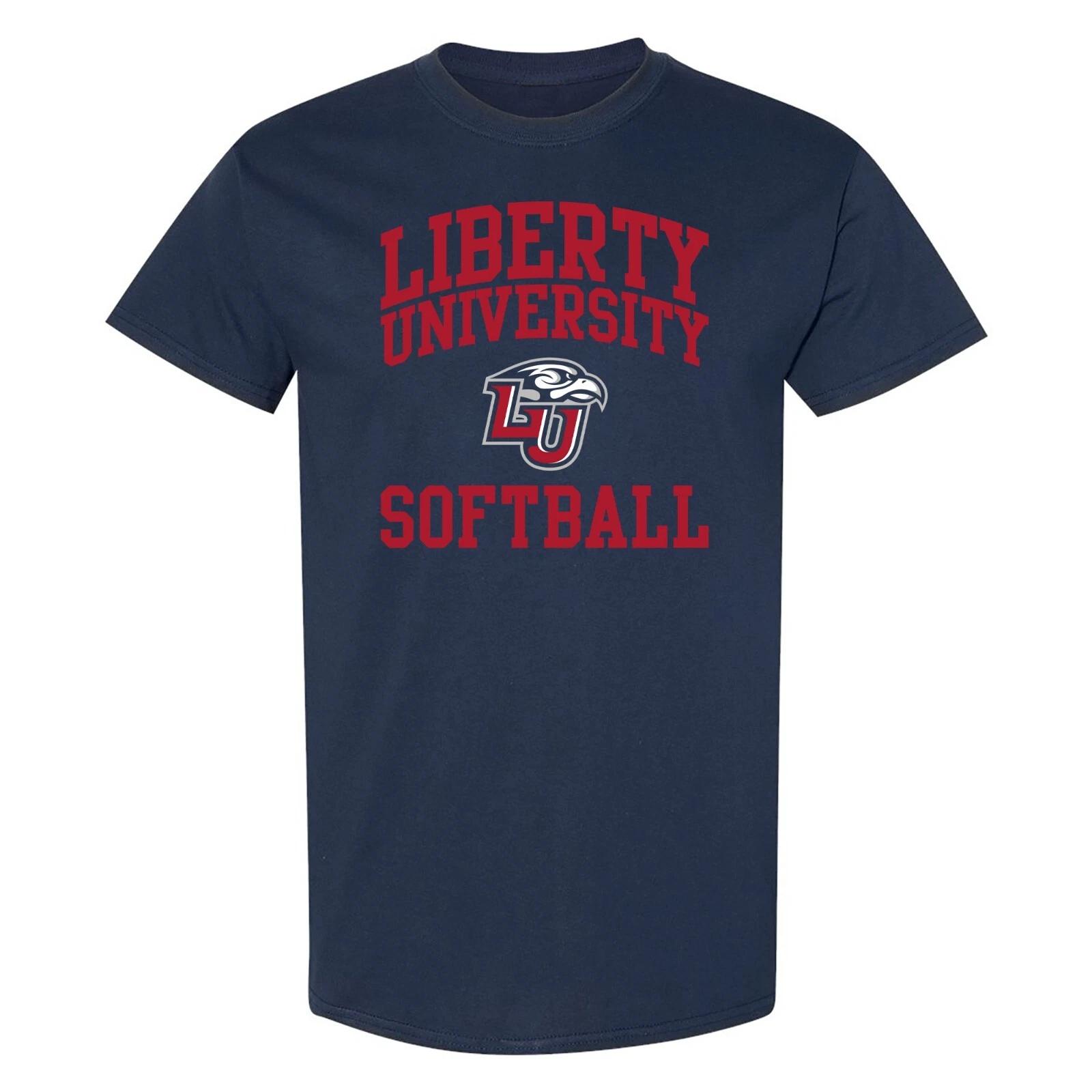 Liberty Flames Arch Logo Softball T-Shirt - Navy 2XL