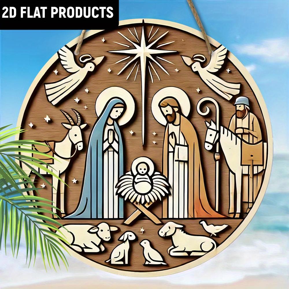 

Деревянная классическая деревянная настенная табличка с изображением ангела, святого семейства, животных | Многоцелевой плоский 2D-орнамент | Без электричества | для двери, стены, дома 1pc