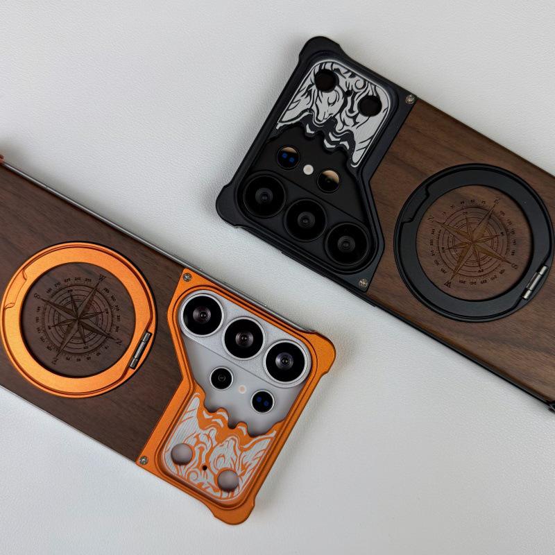 Compatible with Samsung S23 Ultra/S22 Ultra, 360° Rotating Stand Phone Case with Metal Protection.