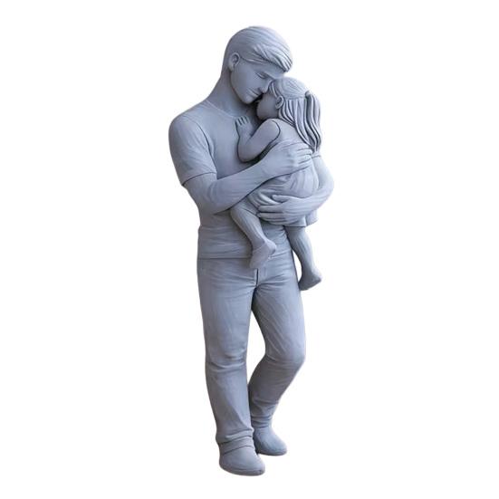 Father And Daughter Figurine 3D Printed Dad Holding Kid Statue Father s Day Birthday Gifts from Daughter серый
