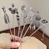 Chinese Style Butterfly Fan Tassel Hair Stick For Women Vintage Metal Hanfu Chopstick Hair Sticks Hair Accessories