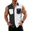 Men's Workwear Lapel Button-Down Vest Shirt - Lightweight Sleeveless Top