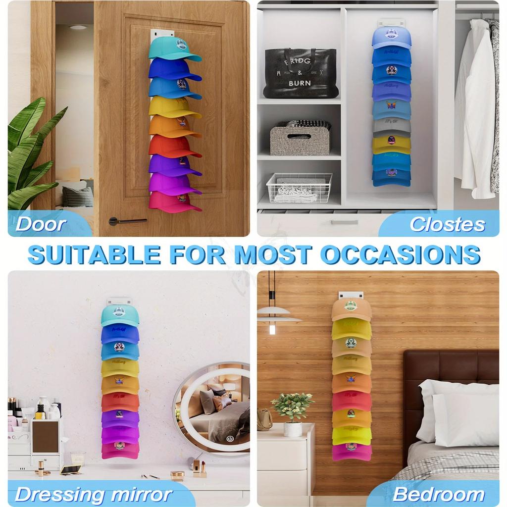 2026 New Baseball Cap Rack Wall Mounted Hat Organizer Storage Hanger for Door Closet Multifunctional Cap Holder Display Cup Holders 5