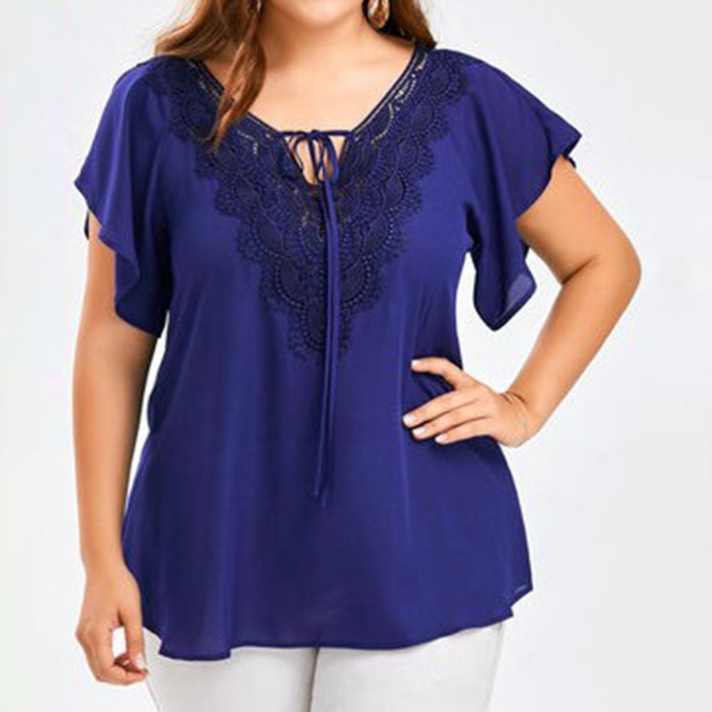 Bluzka damska plus size z dekoltem w serek, rozkloszowanymi rękawami, casualowy top, sukienki damskie plus size, odzież damska plus size, duży rozmiar 4XL 5XL