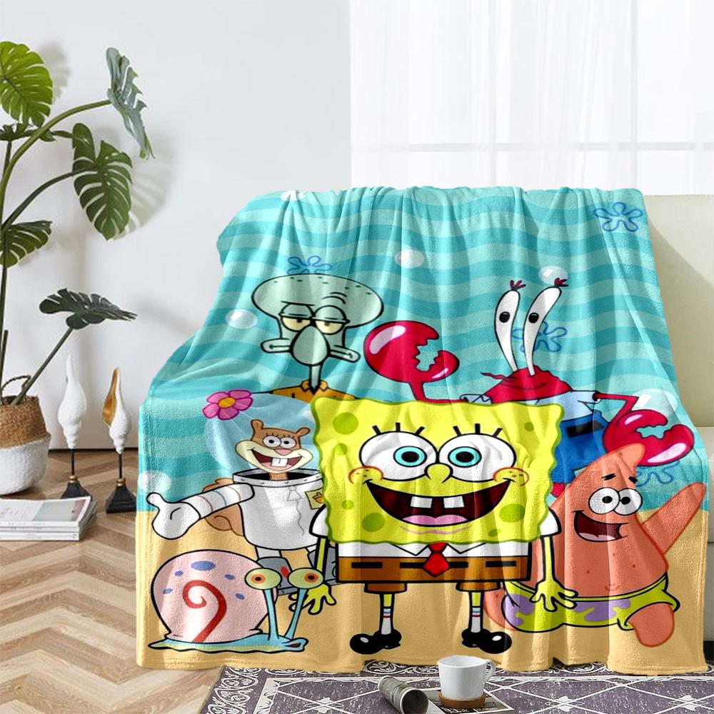 SpongeBob SquarePants Theme Printed Blanket - Perfect for Couch, Bed, Travel & Outdoor Use | Machine Washable, Cozy & Durable.