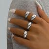 Exaggerated Personality Golden Lava Line Irregular Waterdrop Smooth Surface Ring Set