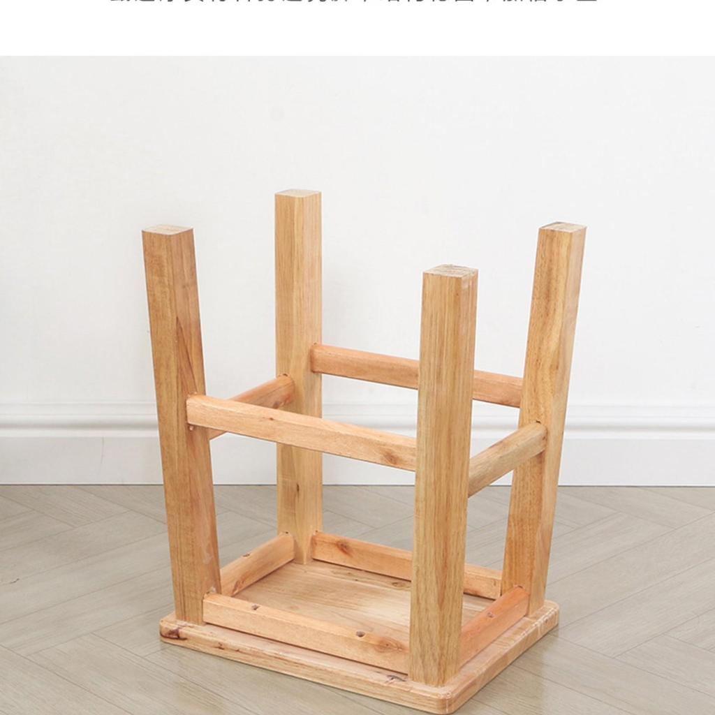 Solid Oak Wood Stool Sturdy with Rectangular Seat for Study Areas