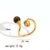 Anello da dito aperto geometrico di lusso leggero con pietra occhio di tigre e acciaio inossidabile per gioielli di moda da donna