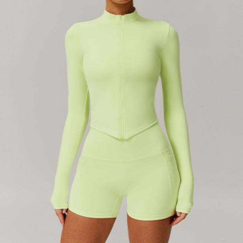 Guangzhou Zechuang Clothing Co., Ltd. Quick-Drying Nude Feel Fitness Outwear Women's Zipper Outwear Running Sports Tight