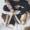 Retro Black Couples Casual Sneakers Comfort Suede Thick Sole Men's Shoes Trend Lace-up High Top Shoes Mens Vulcanized Sneakers