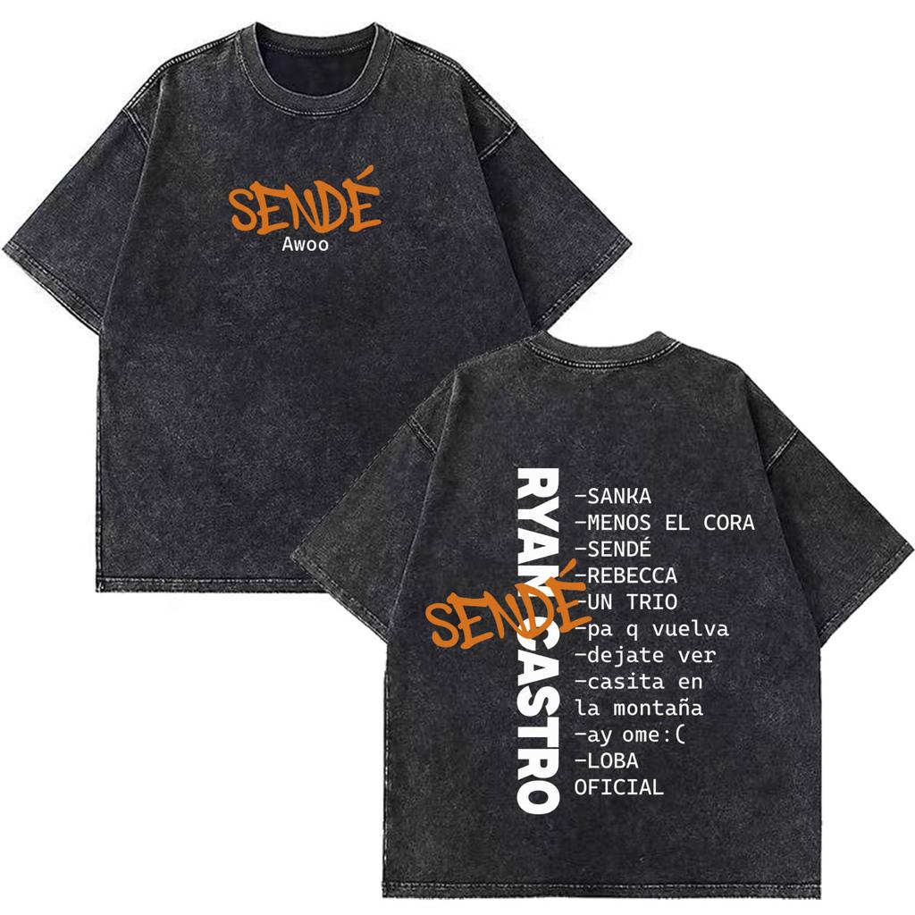 Rapper Ryan Castro Sende Latam Album Tour 2026 Magliette Stampate Unisex Unisex Hip Hop T Shirt Estive Cotone Ampio Vintage Lavate T-shirt