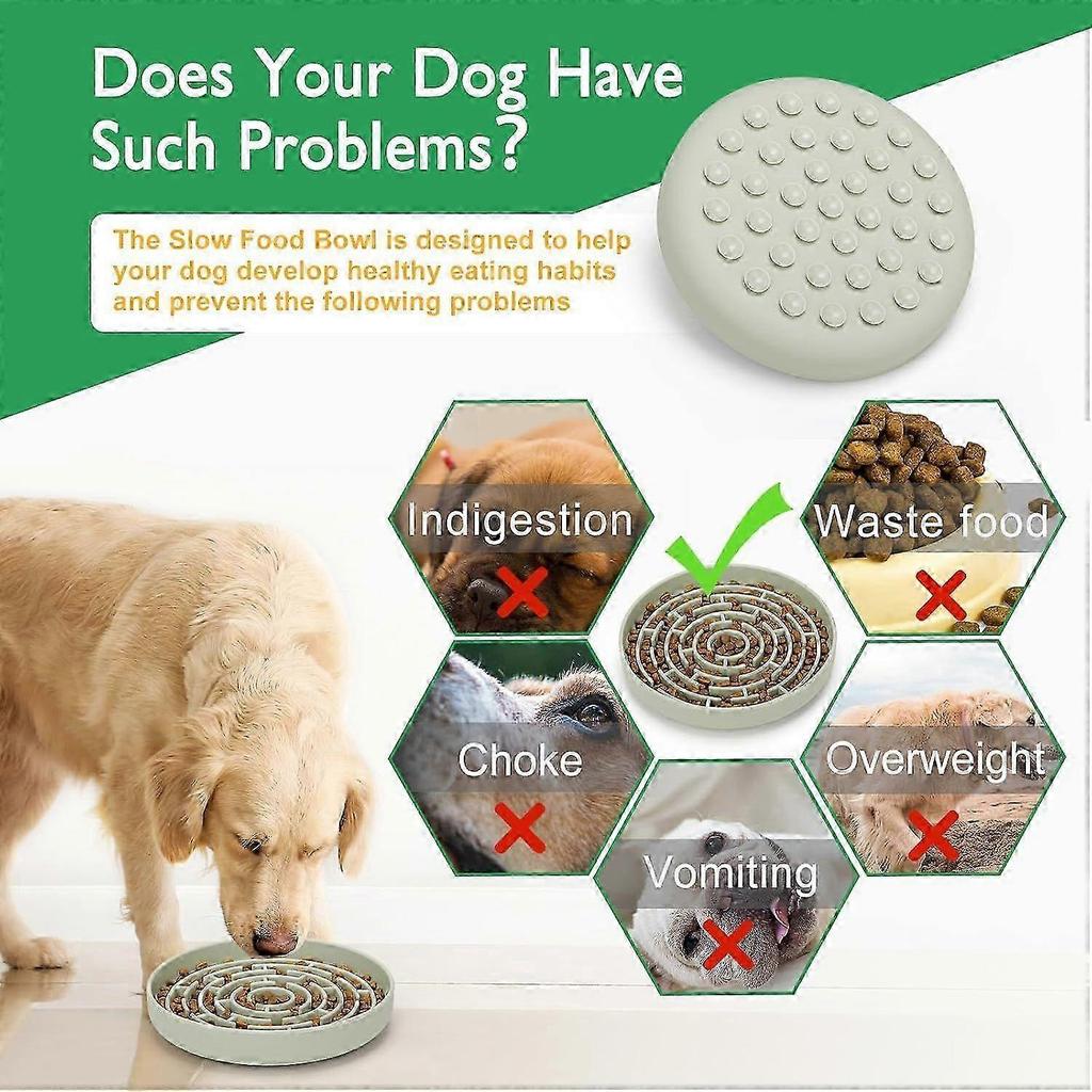 Slow Feeder Dog Bowls, Silicone Maze Food Suction Bowl Feeders Pet Puzzle Lick Mat to Slow Down Eating for Medium Small Breed Size Dogs