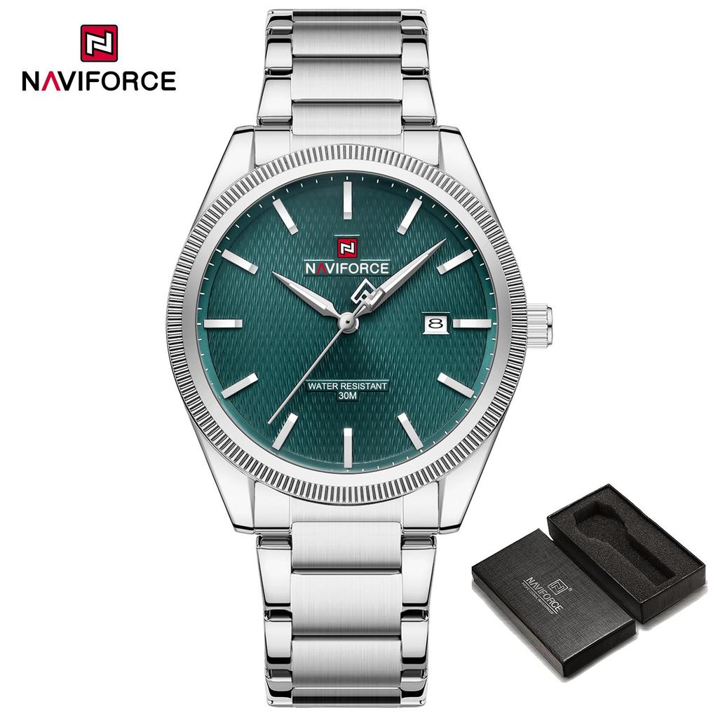 Naviforce Original Simple Men Watch Calendar Quartz Movement Luminous Pointer Waterproof 3ATM Stainless Steel Strap Men Watch NF9276S