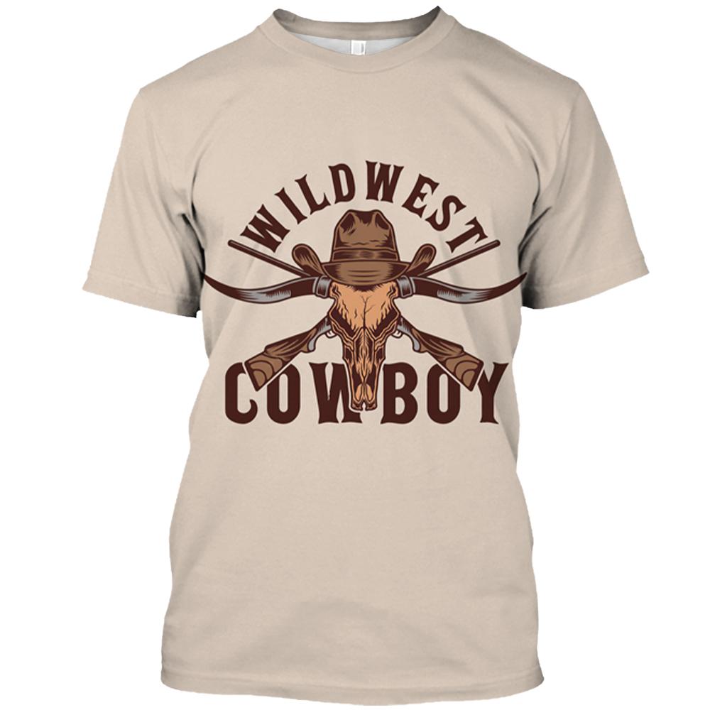 Fashion Cowboy T-shirt For Men Vintage 3d Print T Shirt Summer Pullover Oversized Short-sleeved American Streetwear Mens Tee Top