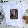 Women Aesthetic Room Drawing Black Graphic T Shirt Girl Harajuku 90S Clothes Female Top Tee Drop