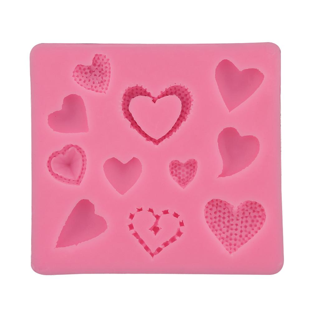 

Love Heart Shape Baking Mold for Cake Decorating Tools Fondant Moulds Clay Silicone Mold Size love pink#0
