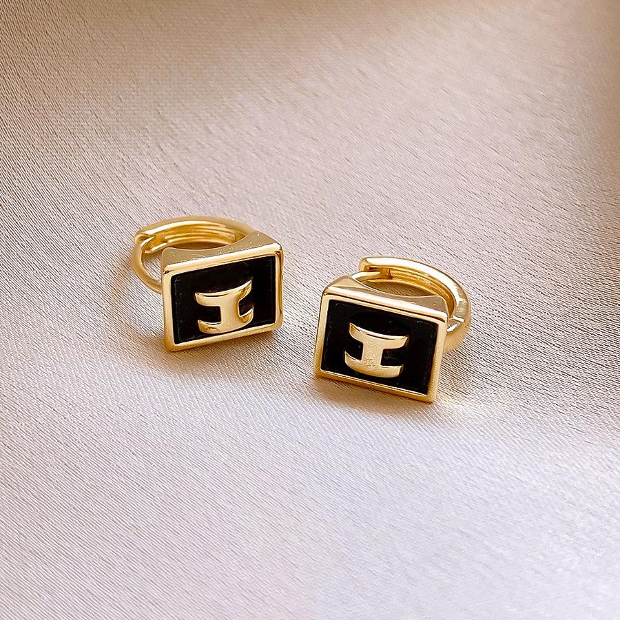 European and American retro simple square oil drop letter earrings, ear buckles, personalized versatile earrings, women
