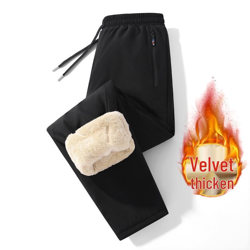 Men's Plus Size Fleece-Lined Lambswool Pants - Warm, Waterproof, Windproof, Loose-Fit Sweatpants
