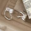 Double Layer Beaded Geometric Adjustable Open Ring for Women - Trendy, Irregular Wide Edge Design