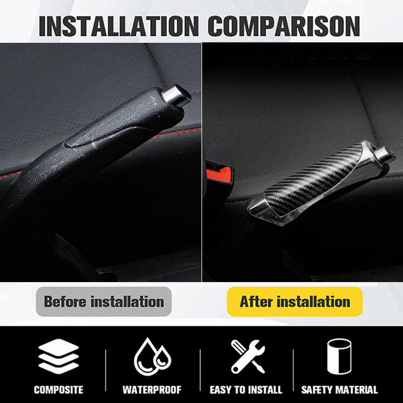 Car Handbrake Grips Hand Brake Cover Protection Cover Carbon Fiber Parking Brake Decoration Shell Interior Accessories Look Size