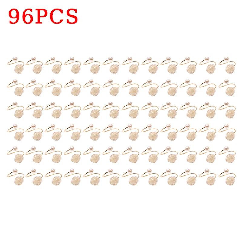 96 Stück Valentinstag Hochzeit Perlen Serviettenhalter Rose Kreativer Runder Perlen Serviettenring Musterraum Hotel Papiertuchring