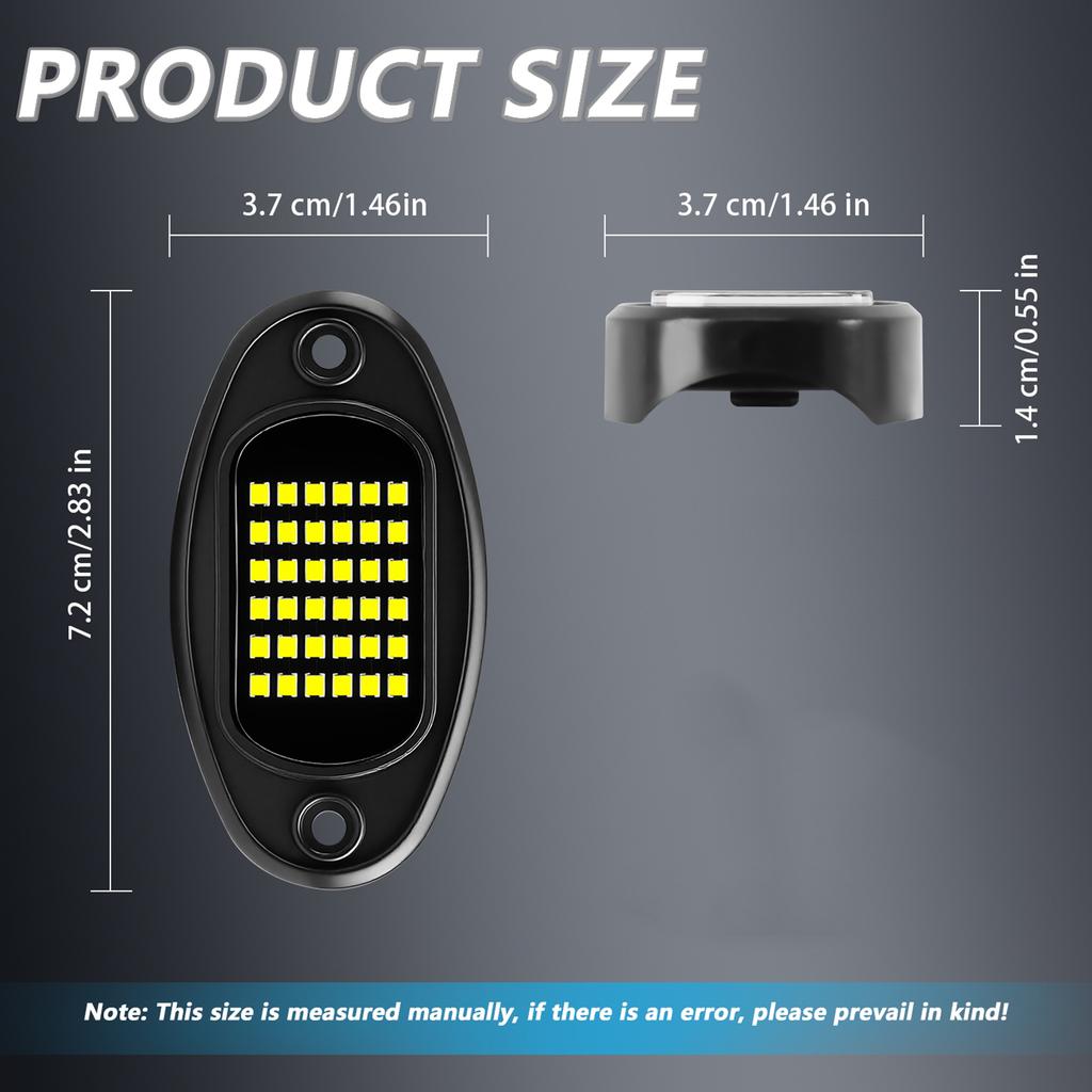 8 Pods Rock Lights, 36 LEDs Underglow Lights for Truck SUV UTV ATV Car Boat Motorcycle White Light