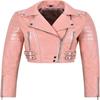 NOORA Women's PINK Cropped Biker Leather Jacket | Part Wear Jacket |