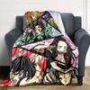 Demon Slayer Characters Flannel Blanket Super Soft Warm Cozy Blanket For Sofa Bed Office Travel Allseason Home Decor Gift