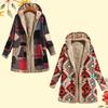 Autumn Winter Women's Jacket with Velvet Fashion Printed Long Sleeve Thin Fleece Coat Hooded Collar Patchwork Plus Sizes Outwear Top  XJ