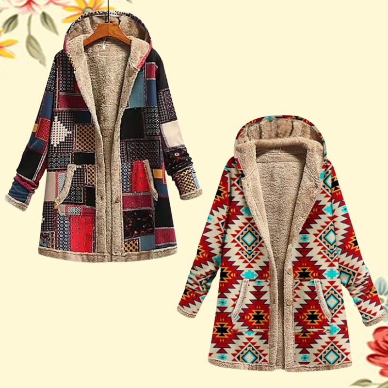 Kurtka damska jesień zima z aksamitu modny nadruk długi rękaw cienki polar płaszcz kaptur kołnierz patchwork duże rozmiary odzież wierzchnia top XJ