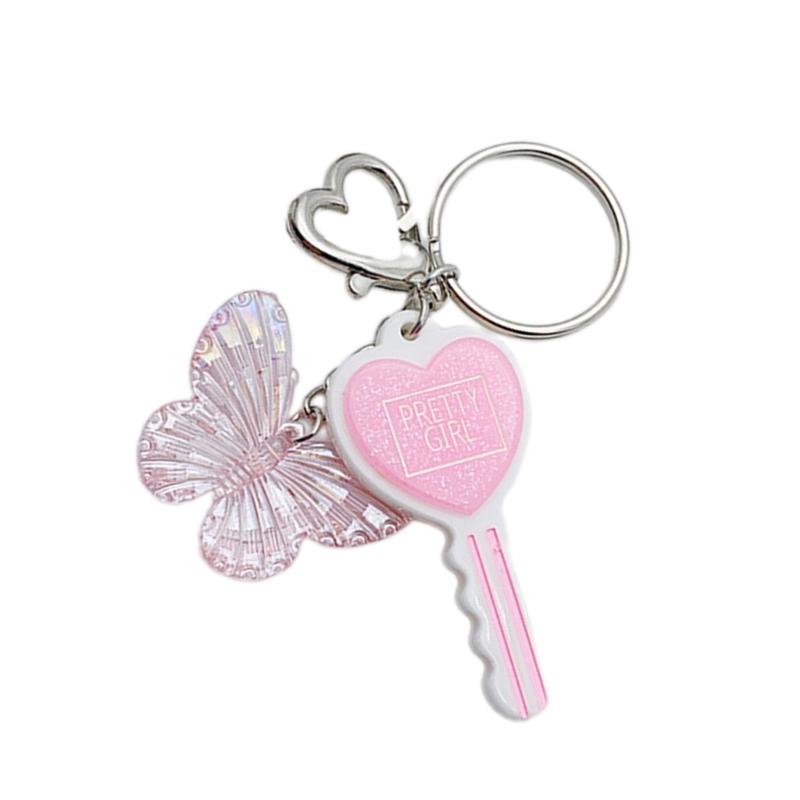 

Colorful Resin Keychain Candy Colored Heart Key Butterfly Keyring Phone Charm Jewelry for Fashionable Individuals розовый