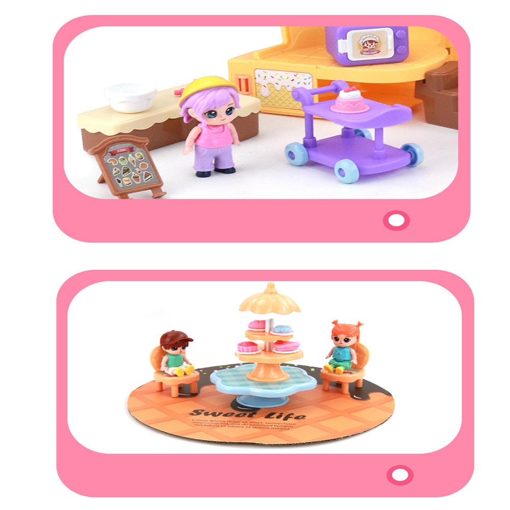 Dollhouse Toy Dessert House Simulation Villa Castle With Music Portable Doll House Playset Toy With Accessories Gifts For Kids