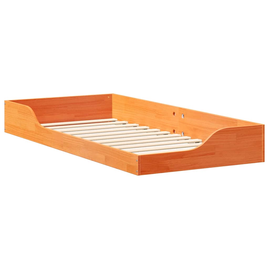 Bed Frame Wax Brown 90 x 200 cm Solid Pine Wood