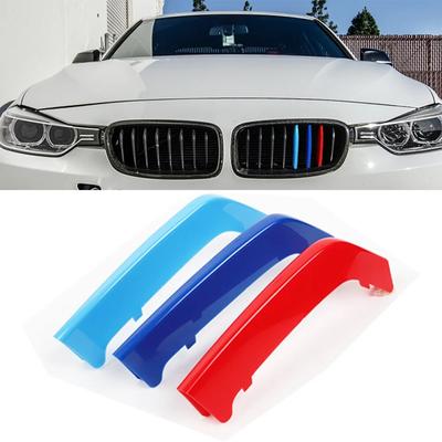 Couverture de bandes de garniture de calandre avant de voiture, 3 couleurs, pour BMW série 3 F30 2013 – 2018, 8 tiges, ornement de Performance sportive