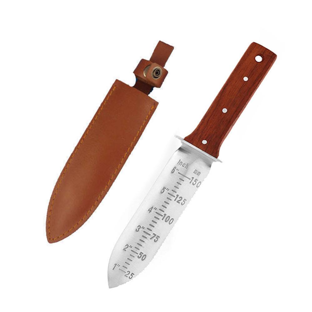 Professional Hori Garden Knife with Leather Sheath, Protective Handguard, Garden Tools Spatula for Weeding, Digging, Cutting
