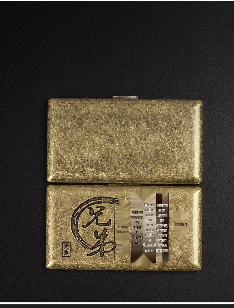 Retro Bronze Slim Cigarette Case for Men & Women - Holds 20