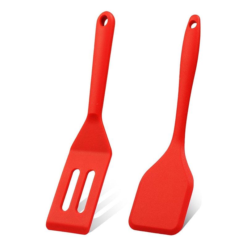 2pcs Mini Silicone Brownie Serving Spatula Set Heat Resistant Cooking Spatula for Flip Eggs Crepe Steak Pizza Kitchen Utensil