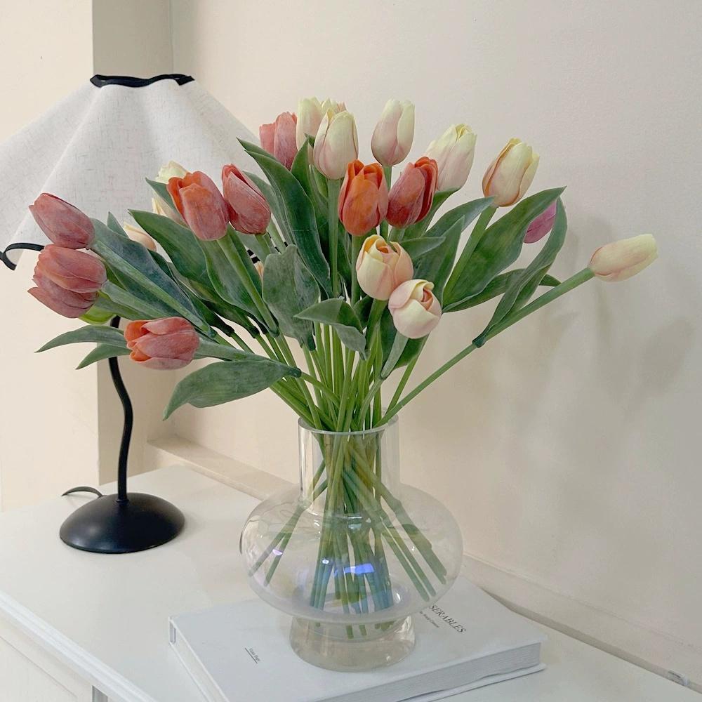 10Pcs Artificial Flowers Tulips Real Touch Latex Plastic Soft Faux Bouquets for Party, Wedding, Home, Room, Garden Decor