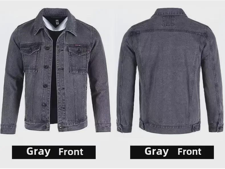 Giacca di Jeans Solida Grigia da Uomo Taglio Ampio 2023 - Abbigliamento Casual Autunnale