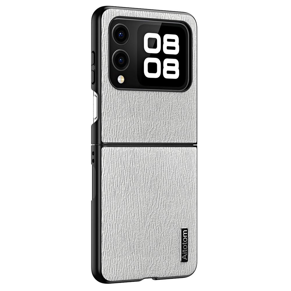 

For Huawei nova Flip 5G Case Wood Texture PU Leather Coated PC+TPU Phone Cover A