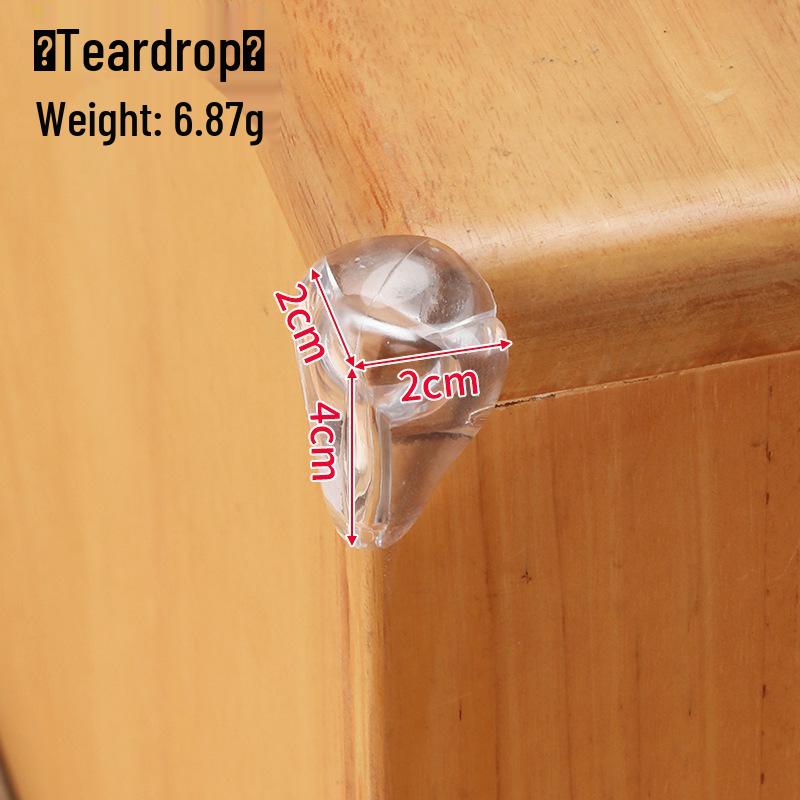 Teardrop-Shaped Transparent Silicone Corner Protectors for Furniture - Child Safety Soft Edge PVC Guards