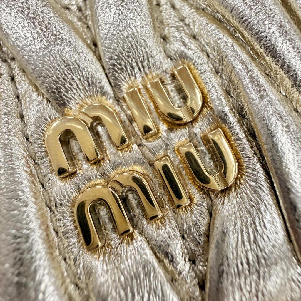 Excellent MIUMIU Charm TRICK MATELASSE KEYRING Gold Leather Women 5TL527 Used