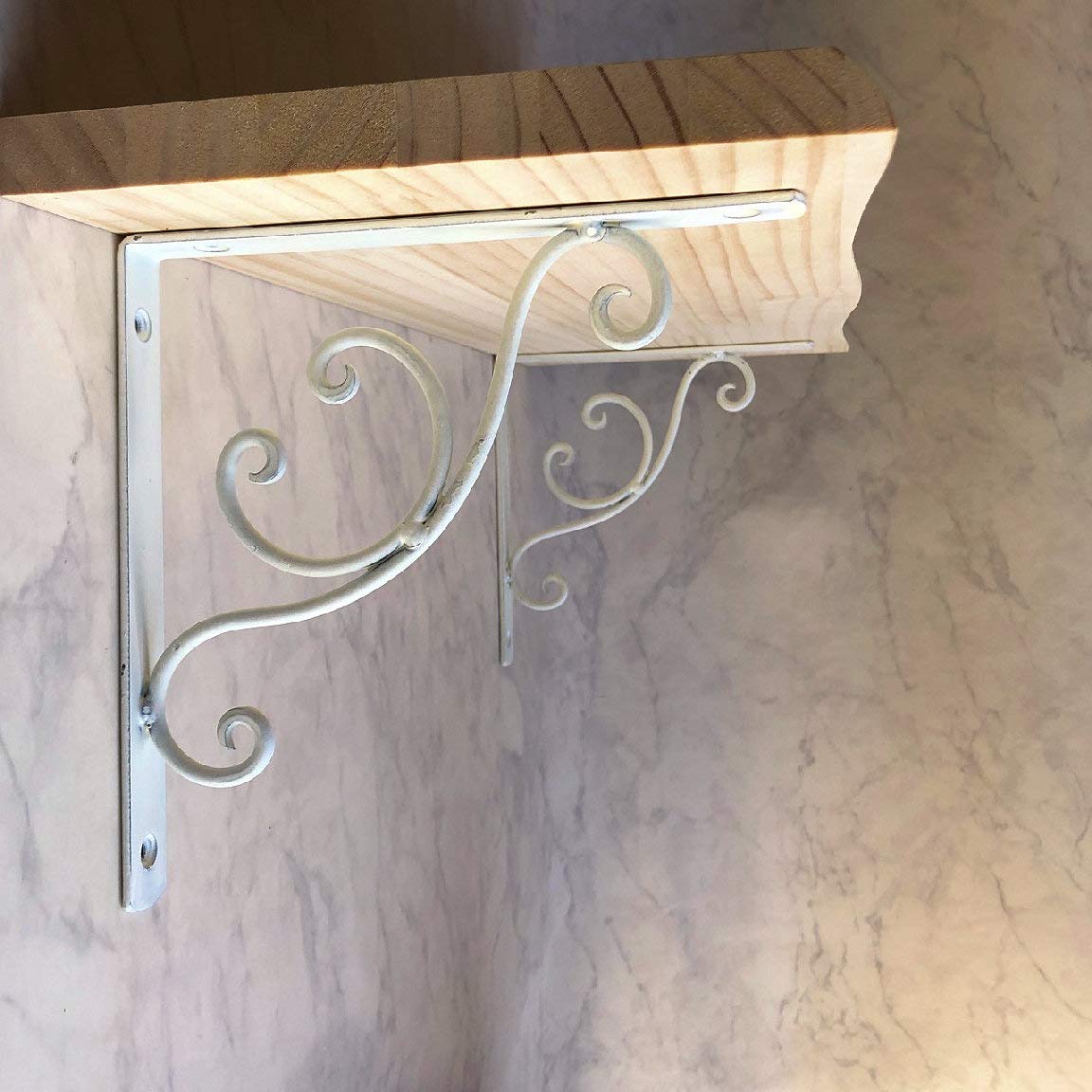 

MASOUDITRADING Shelf Bracket, 18cm, White, Set of 2, Iron Bracket, L-shaped Angle